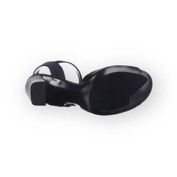 new Guess ☀︎︎ Glitter Heel Heeled Ankle Wrap Sandals ☀︎︎ Peep Toe ☀︎Black 9.5M - Picture 13 of 16